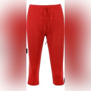 House of Cb London ABIGAIL CHERRY/Red Pointelle KNIT CAPRI TROUSERS Size Large